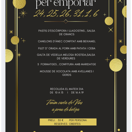 Menú festes per emportar (Especial Nadal)