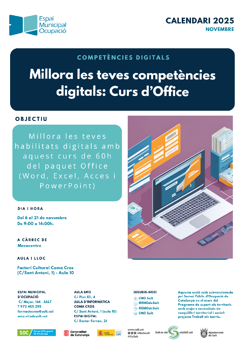 Millora les teves competències digitals: Curs d'Office