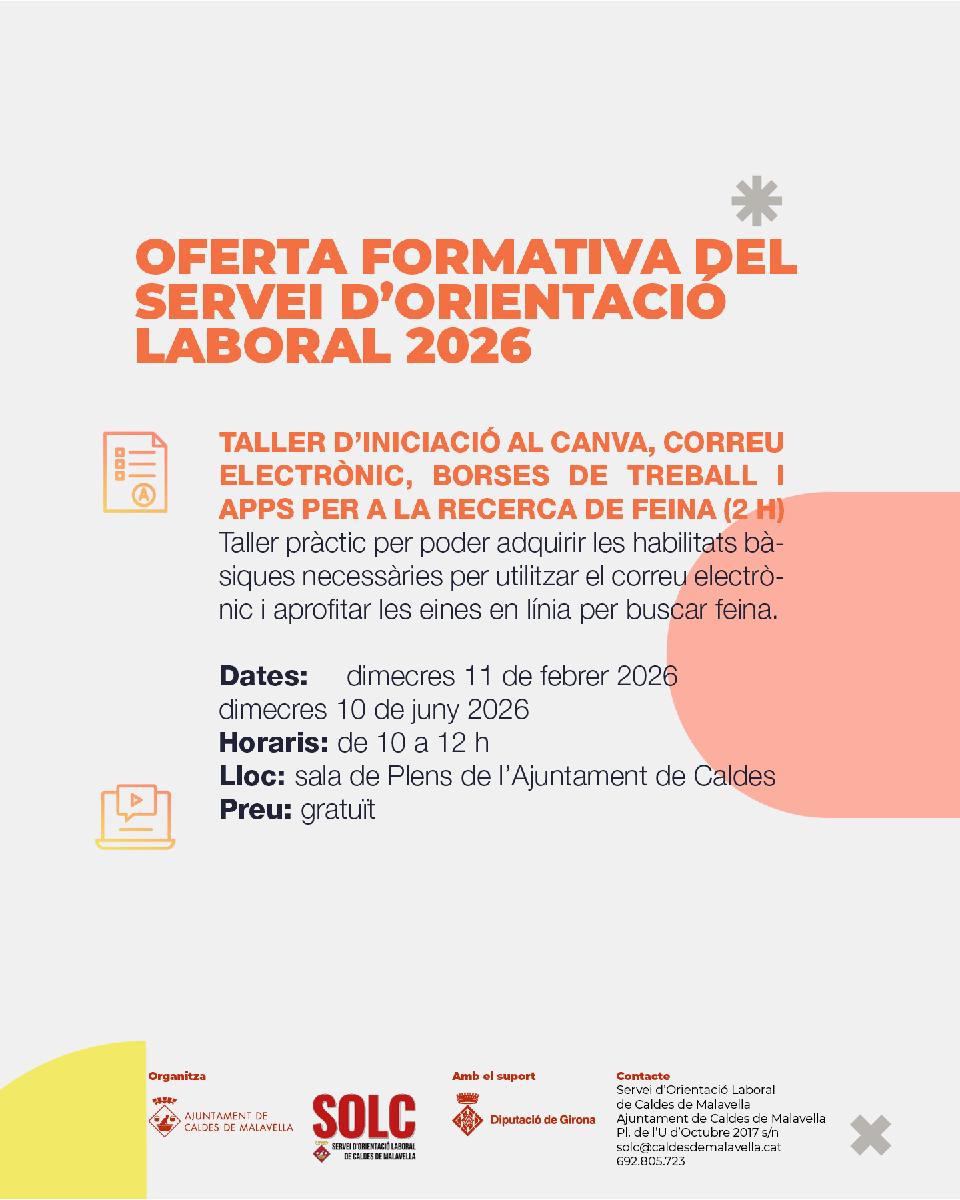 Taller d'iniciació al CANVA, correu electrònic, borses de treball i APP'S per a la recerca de feina