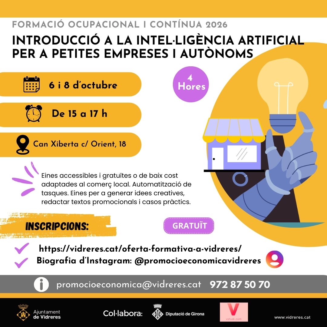 Introducció a la Intel·ligència Artificial per a petites empreses i autònoms (4 h)