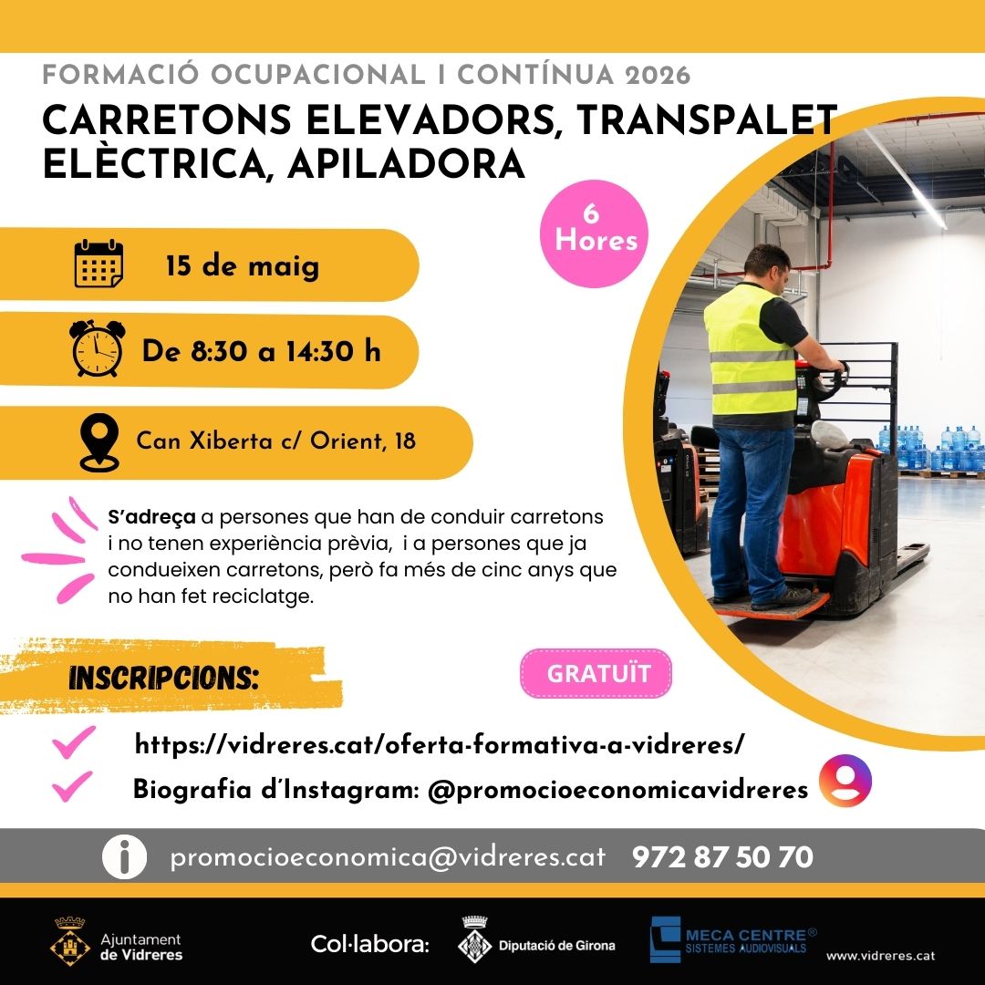 Carretons elevadors, transpalet elèctrica, apiladora (6 h)