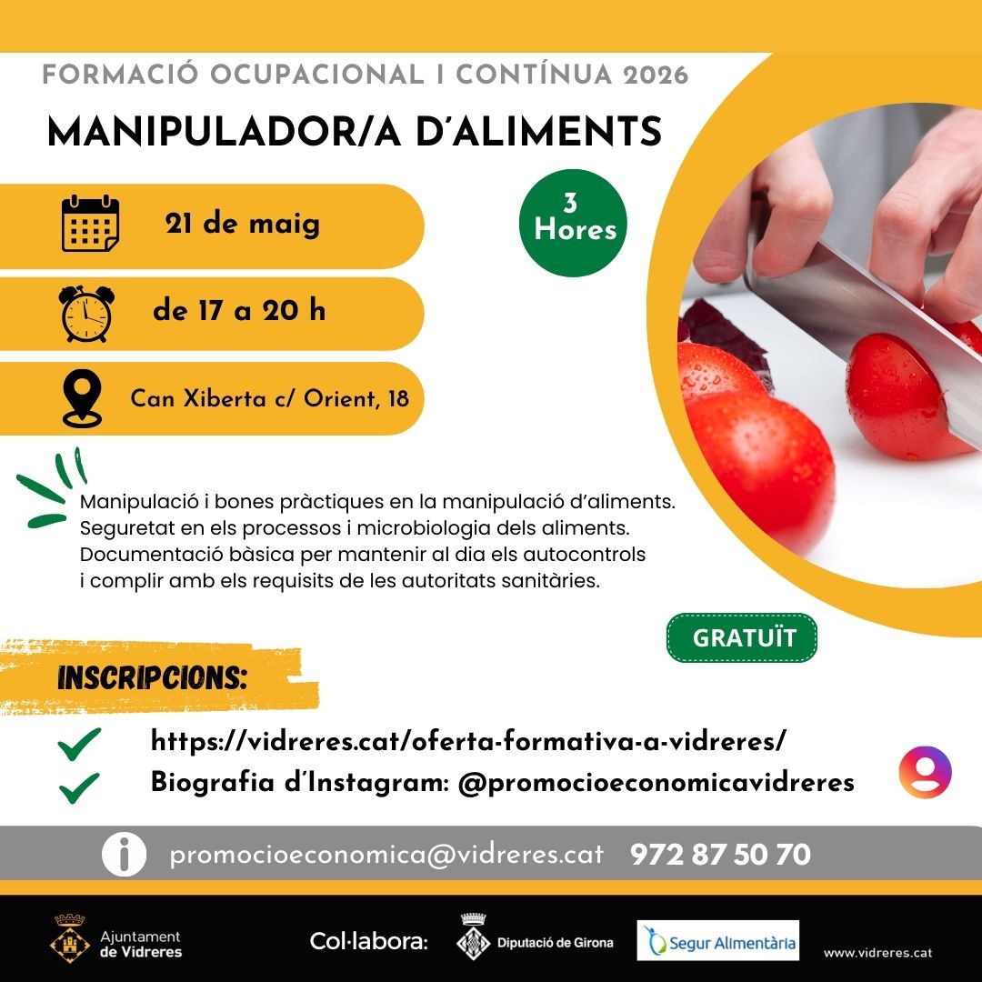 Manipulador/a d'aliments (3 h)