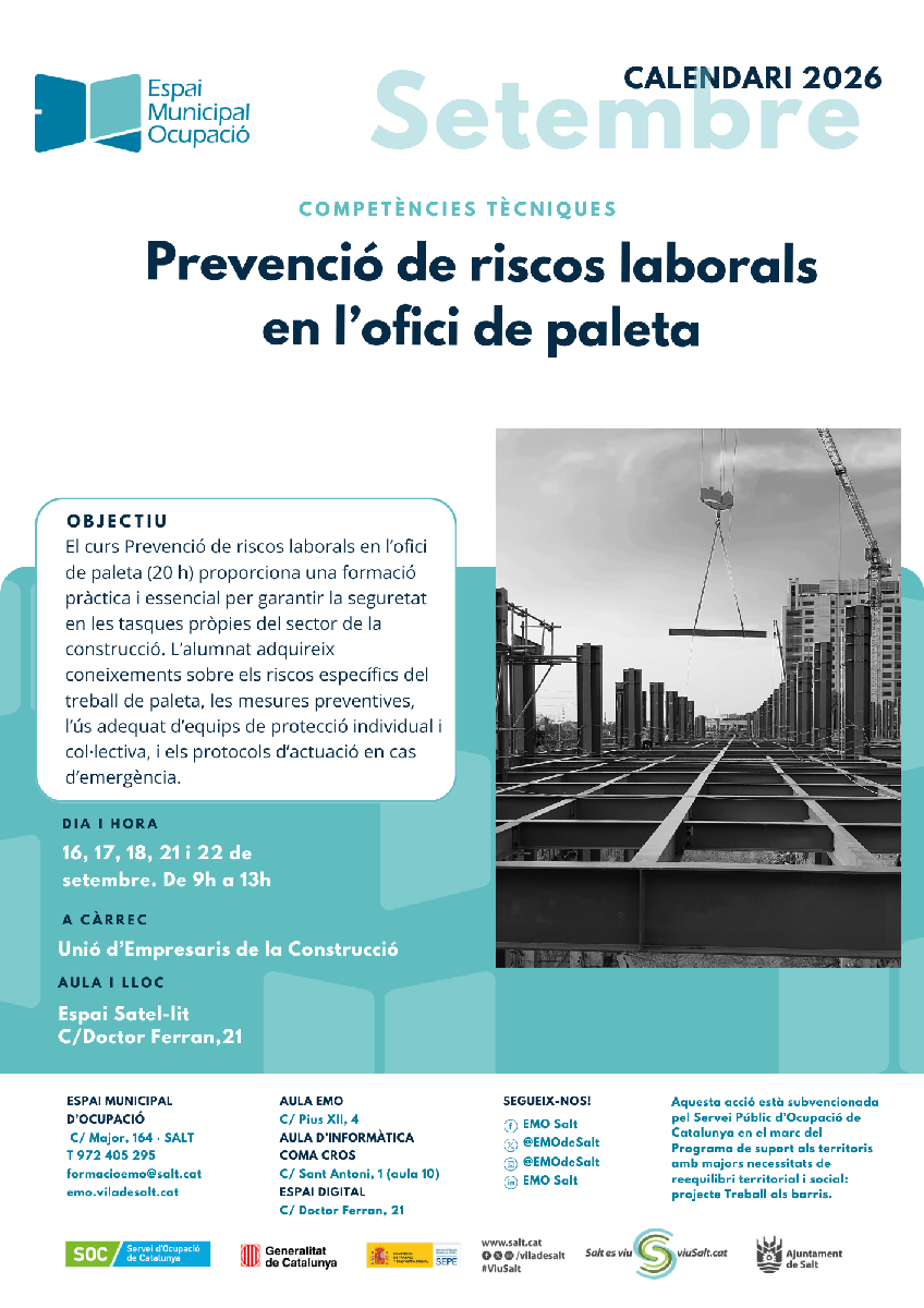 Prevenció de riscos laborals en l'ofici de paleta