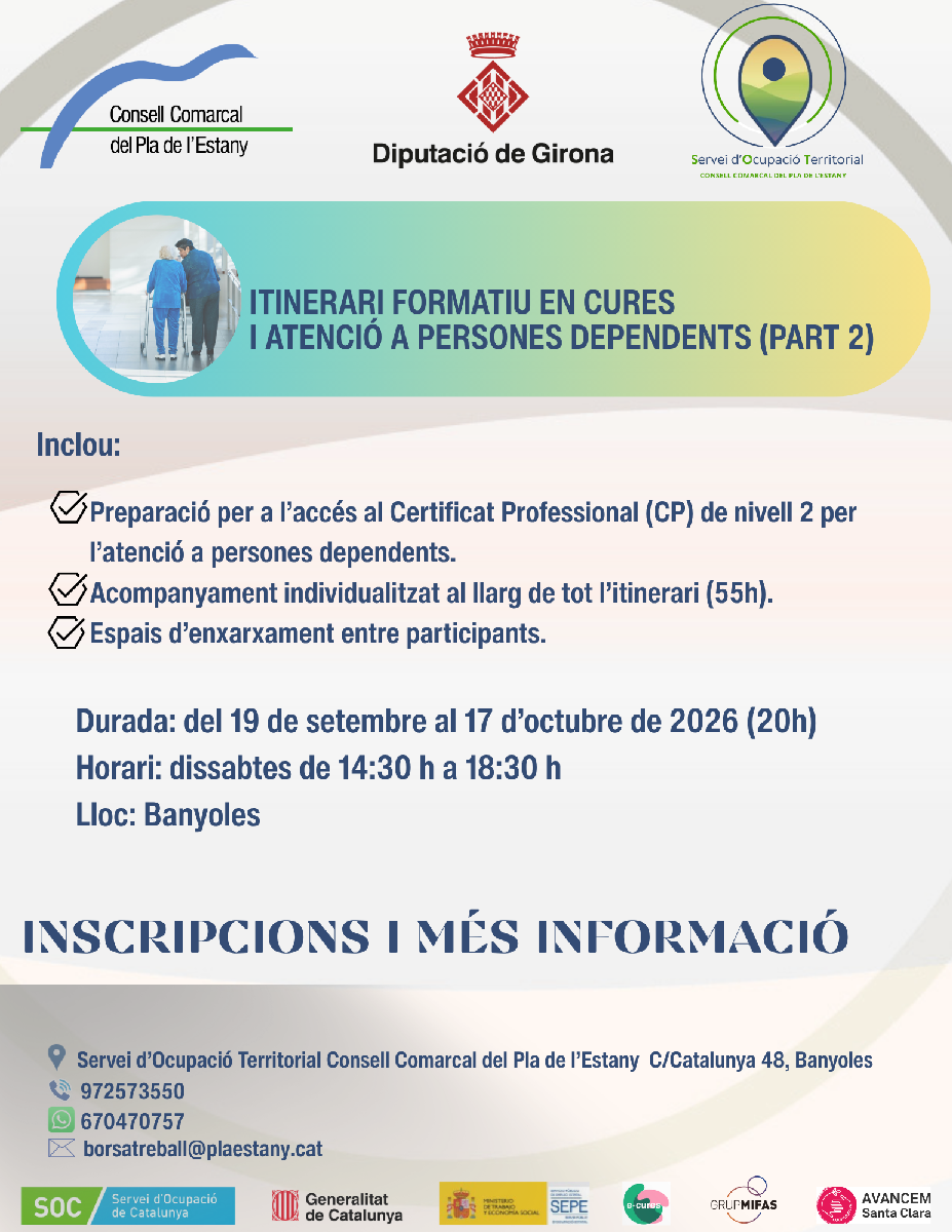 Itinerari formatiu en cures i atenció a les persones (Preparació proves d'accès al CP de nivell 2)