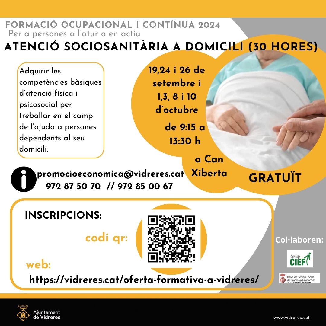 Atenció sociosanitària a domicili (30 hores)