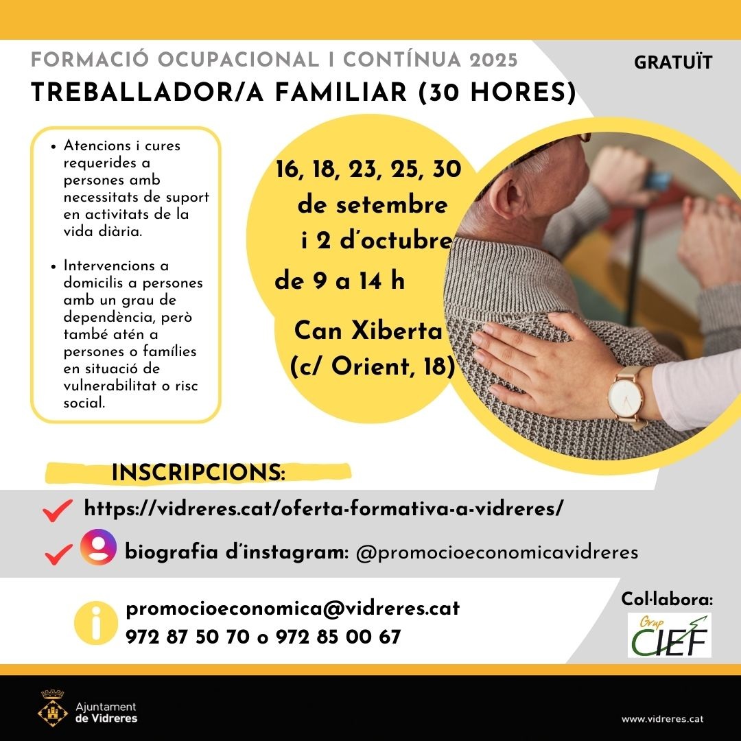 Treballador/a familiar (30 hores) 