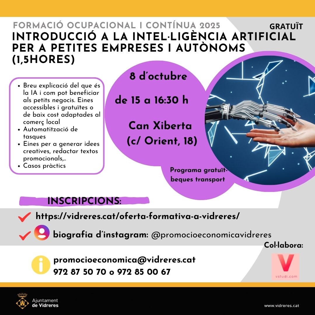 Introducció a la Intel·ligència Artificial per a petites empreses i autònoms (1,5 h)