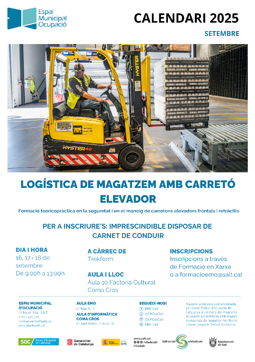Mosso/a de magatzem amb carretó elevador