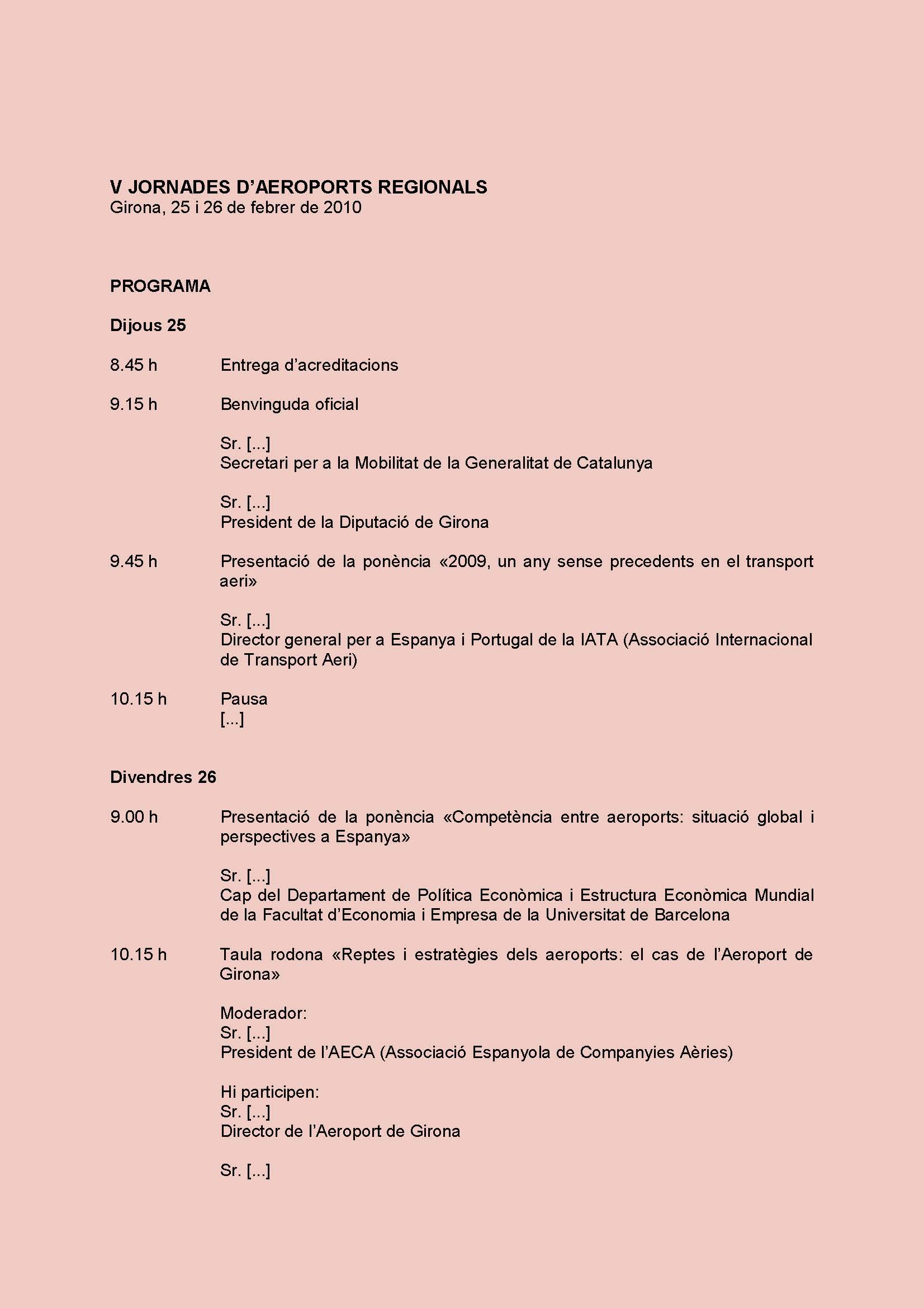 Model de programa d'actes