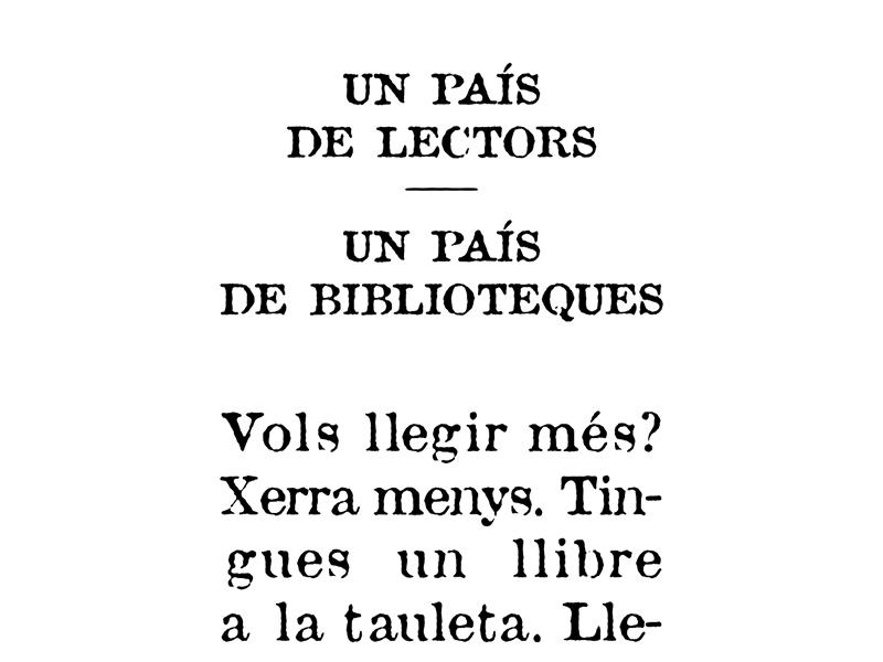 Foto : &laquo;Pa&iacute;s de lectors, pa&iacute;s de biblioteques&raquo;, el cartell commemoratiu del Servei de Biblioteques