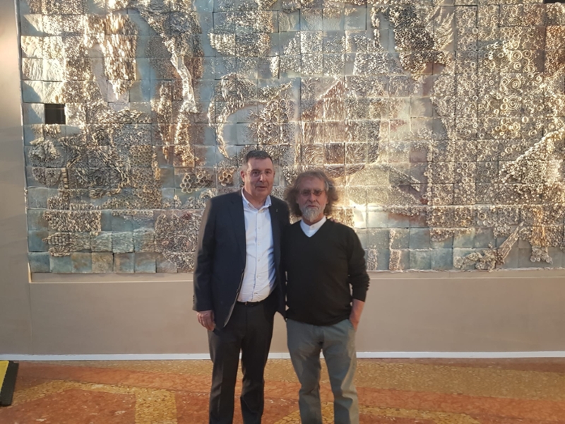 Foto : El president, Miquel Noguer, en la inauguració de l'exposició de l'escultura L'ombra de Joan Crous, a Bolony